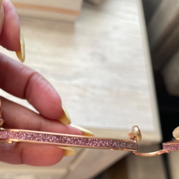 WORN ONCE! JIMMY CHOO Aline Gold Pink Rectangle Glitter Sunglasses - Picture 8 of 15